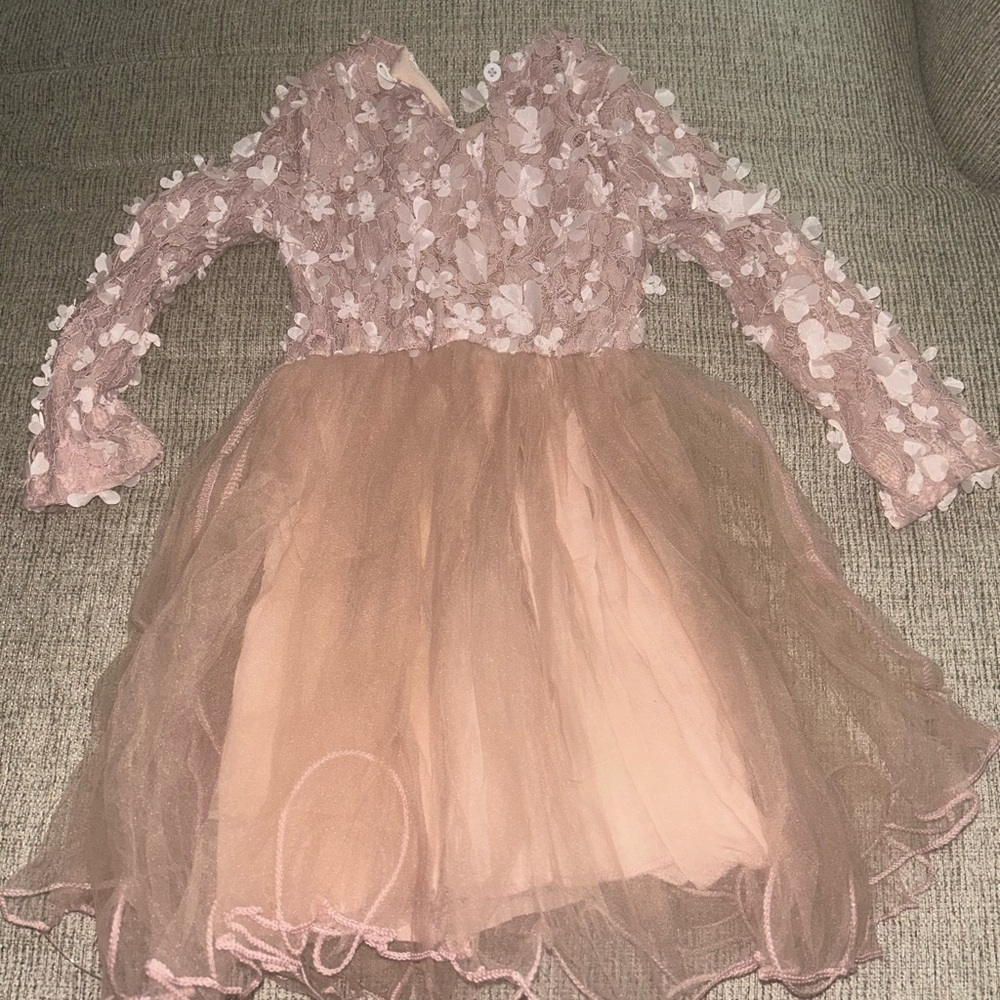 Elegant Pink Floral Kids Dress - Picture 6 of 7